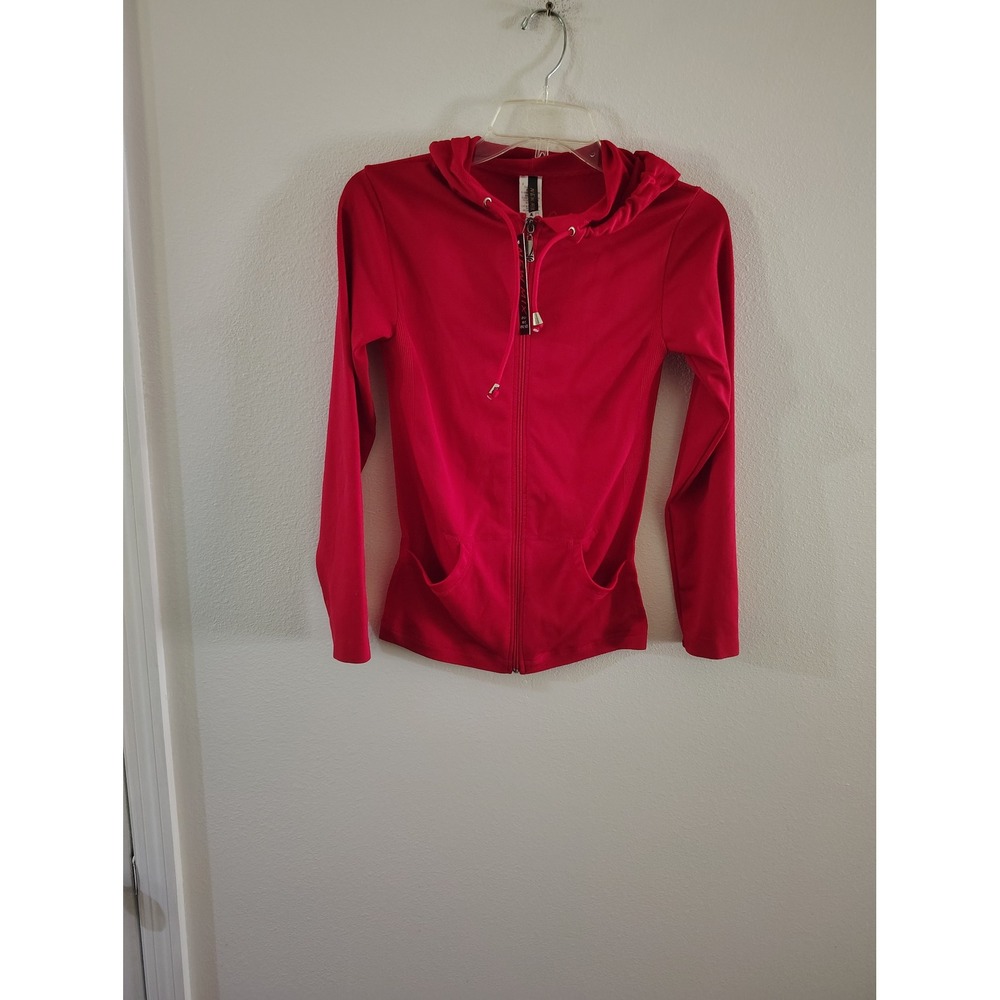 New Mix Womens Red Full Zip Hoodie Lightweight Active Jacket One Size HD-32